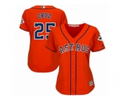 Women Majestic Houston Astros #25 Jose Cruz Jr. Replica Orange Alternate 2017 World Series Bound Cool Base MLB Jersey