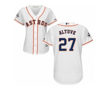 Women Majestic Houston Astros #27 Jose Altuve Replica White Home 2017 World Series Bound Cool Base MLB Jersey