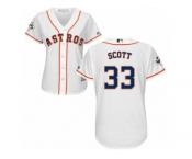 Women Majestic Houston Astros #33 Mike Scott Replica White Home 2017 World Series Bound Cool Base MLB Jersey