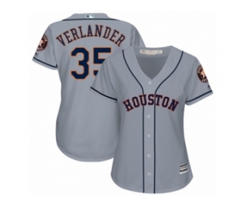 Women Majestic Houston Astros #35 Justin Verlander Replica Grey Road Cool Base MLB Jersey