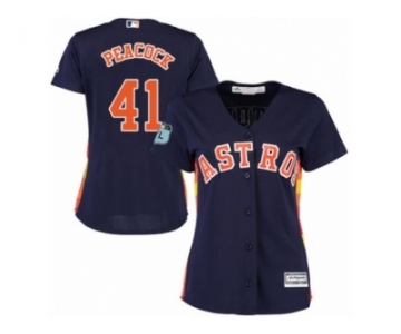 Women Majestic Houston Astros #41 Brad Peacock Replica Navy Blue Alternate Cool Base MLB Jersey