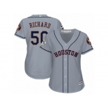 Women Majestic Houston Astros #50 J.R. Richard Replica Grey Road 2017 World Series Bound Cool Base MLB Jersey