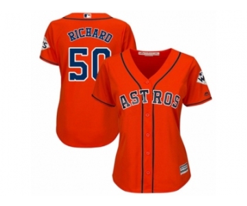 Women Majestic Houston Astros #50 J.R. Richard Replica Orange Alternate 2017 World Series Bound Cool Base MLB Jersey