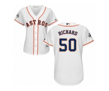 Women Majestic Houston Astros #50 J.R. Richard Replica White Home 2017 World Series Bound Cool Base MLB Jersey