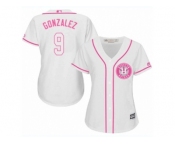 Women Majestic Houston Astros #9 Marwin Gonzalez Replica White Fashion Cool Base MLB Jersey