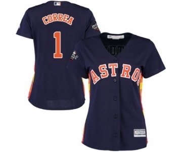 Women's Houston Astros #1 Carlos Correa Authentic Navy Blue Alternate Cool Base 2019 World Series Bound Baseball Jersey