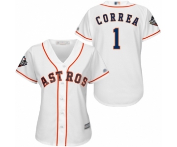 Women's Houston Astros #1 Carlos Correa Authentic White Home Cool Base 2019 World Series Bound Baseball Jersey