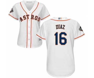 Women's Houston Astros #16 Aledmys Diaz Authentic White Home Cool Base 2019 World Series Bound Baseball Jersey