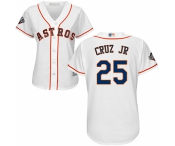 Women's Houston Astros #25 Jose Cruz Jr. Authentic White Home Cool Base 2019 World Series Bound Baseball Jersey