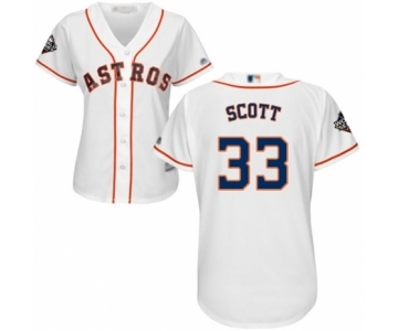Women's Houston Astros #33 Mike Scott Authentic White Home Cool Base 2019 World Series Bound Baseball Jersey