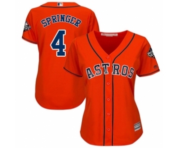Women's Houston Astros #4 George Springer Authentic Orange Alternate Cool Base 2019 World Series Bound Baseball Jersey