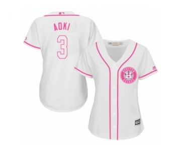 Women's Majestic Houston Astros #3 Norichika Aoki Authentic White Fashion Cool Base MLB Jersey
