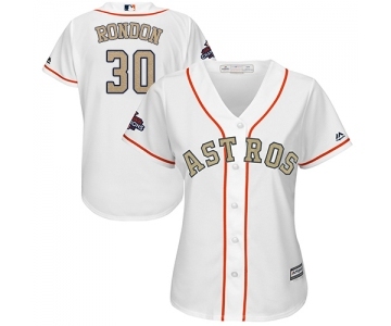 Women's Majestic Houston Astros #30 Hector Rondon Authentic White 2018 Gold Program Cool Base MLB Jersey