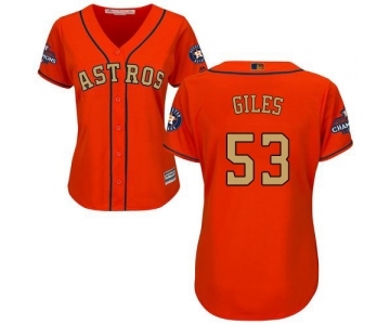 Women's Majestic Houston Astros #53 Ken Giles Authentic Orange Alternate 2018 Gold Program Cool Base MLB Jersey