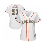 Women's Majestic Houston Astros #53 Ken Giles Authentic White 2018 Gold Program Cool Base MLB Jersey
