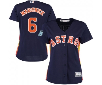 Women's Majestic Houston Astros #6 Jake Marisnick Authentic Navy Blue Alternate Cool Base MLB Jersey