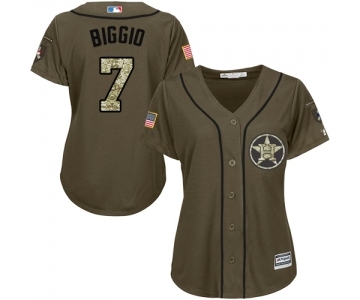 Women's Majestic Houston Astros #7 Craig Biggio Authentic Green Salute to Service MLB Jersey