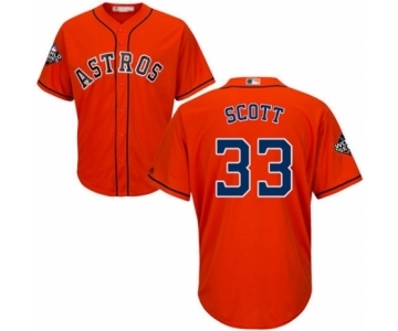 Youth Houston Astros #33 Mike Scott Authentic Orange Alternate Cool Base 2019 World Series Bound Baseball Jersey