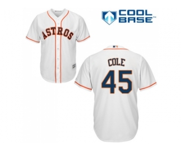 Youth Houston Astros #45 Gerrit Cole White Cool Base Stitched MLB Jersey