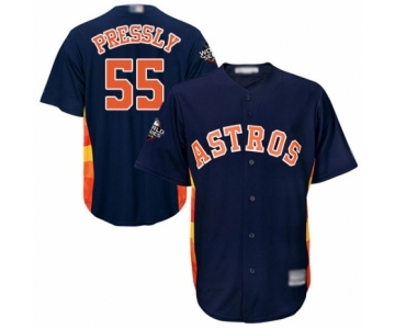 Youth Houston Astros #55 Ryan Pressly Authentic Navy Blue Alternate Cool Base 2019 World Series Bound Baseball Jersey