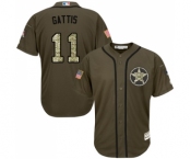 Youth Majestic Houston Astros #11 Evan Gattis Authentic Green Salute to Service MLB Jersey