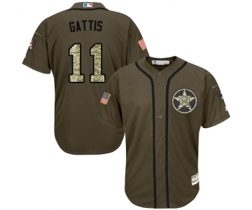 Youth Majestic Houston Astros #11 Evan Gattis Authentic Green Salute to Service MLB Jersey
