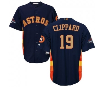 Youth Majestic Houston Astros #19 Tyler Clippard Authentic Navy Blue Alternate 2018 Gold Program Cool Base MLB Jersey