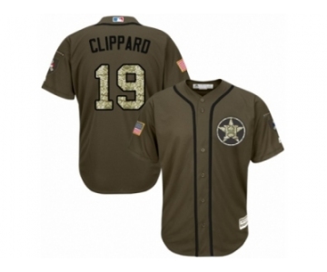 Youth Majestic Houston Astros #19 Tyler Clippard Replica Green Salute to Service MLB Jersey