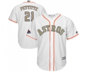 Youth Majestic Houston Astros #21 Andy Pettitte Authentic White 2018 Gold Program Cool Base MLB Jersey