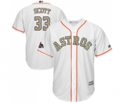 Youth Majestic Houston Astros #33 Mike Scott Authentic White 2018 Gold Program Cool Base MLB Jersey