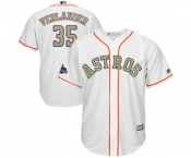 Youth Majestic Houston Astros #35 Justin Verlander Authentic White 2018 Gold Program Cool Base MLB Jersey