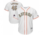 Youth Majestic Houston Astros #46 Francisco Liriano Authentic White 2018 Gold Program Cool Base MLB Jersey