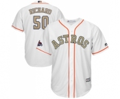 Youth Majestic Houston Astros #50 J.R. Richard Authentic White 2018 Gold Program Cool Base MLB Jersey