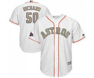 Youth Majestic Houston Astros #50 J.R. Richard Authentic White 2018 Gold Program Cool Base MLB Jersey