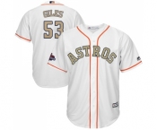 Youth Majestic Houston Astros #53 Ken Giles Authentic White 2018 Gold Program Cool Base MLB Jersey