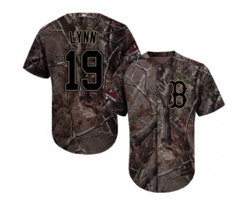Youth Majestic Boston Red Sox #19 Fred Lynn Authentic Camo Realtree Collection Flex Base 2018 World Series Champions MLB Jersey