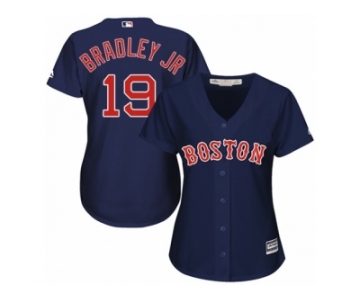 Women Majestic Boston Red Sox #19 Jackie Bradley Jr Replica Navy Blue Alternate Road MLB Jersey