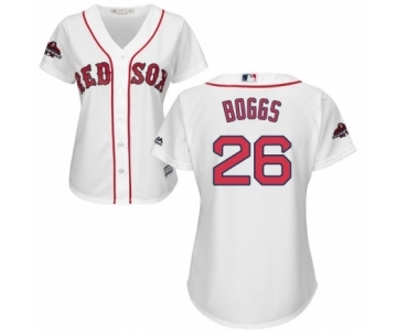 Women's Majestic Boston Red Sox #26 Wade Boggs Authentic White Home 2018 World Series Champions MLB Jersey