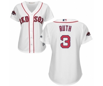 Women's Majestic Boston Red Sox #3 Babe Ruth Authentic White Home 2018 World Series Champions MLB Jersey