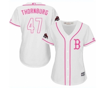 Women's Majestic Boston Red Sox #47 Tyler Thornburg Authentic White Fashion 2018 World Series Champions MLB Jersey