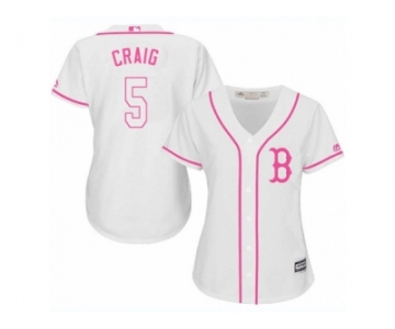 Women's Majestic Boston Red Sox #5 Allen Craig Replica White Fashion MLB Jersey