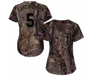 Women's Majestic Boston Red Sox #5 Nomar Garciaparra Authentic Camo Realtree Collection Flex Base 2018 World Series Champions MLB Jersey