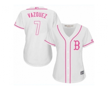 Women's Majestic Boston Red Sox #7 Christian Vazquez Replica White Fashion MLB Jersey