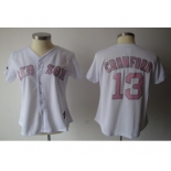 women mlb jerseys boston red sox #13 crawford white[pink number]