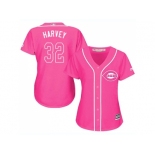 Women Cincinnati Reds #32 Matt Harvey Pink Fashion Stitched MLB Jersey