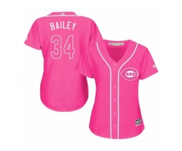 Women's Majestic Cincinnati Reds #34 Homer Bailey Replica Pink Fashion Cool Base MLB Jersey