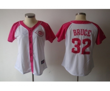 women mlb cincinnati reds #32 bruce white pink[2012]