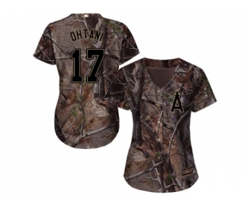 Women Los Anaheim Angels #17 Shohei Ohtani Camo Realtree Collection Cool Base Stitched MLB Jersey