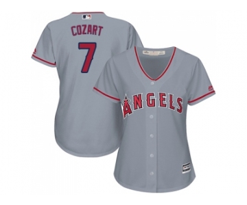 Women Los Angeles Angels #7 Zack Cozart Grey Road Stitched MLB Jersey