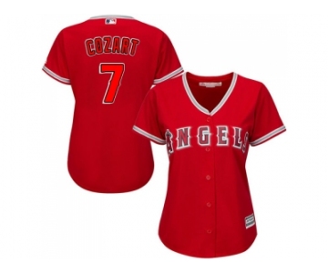 Women Los Angeles Angels #7 Zack Cozart Red Alternate Stitched MLB Jersey